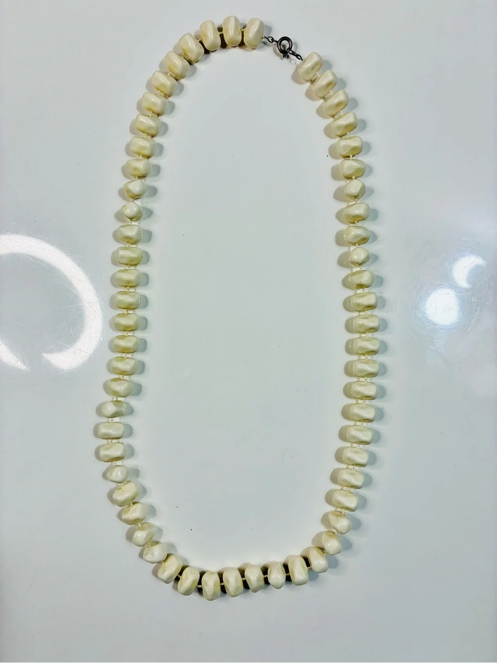 VTG MCM Textured Cream Beaded Women's Necklace - Elegant Strand Lightweight